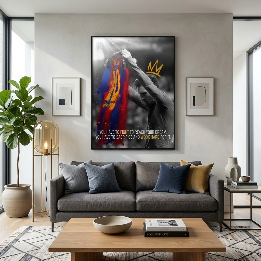 Soccer player Lionel Messi quote Motivational Canvas Wall Art Print