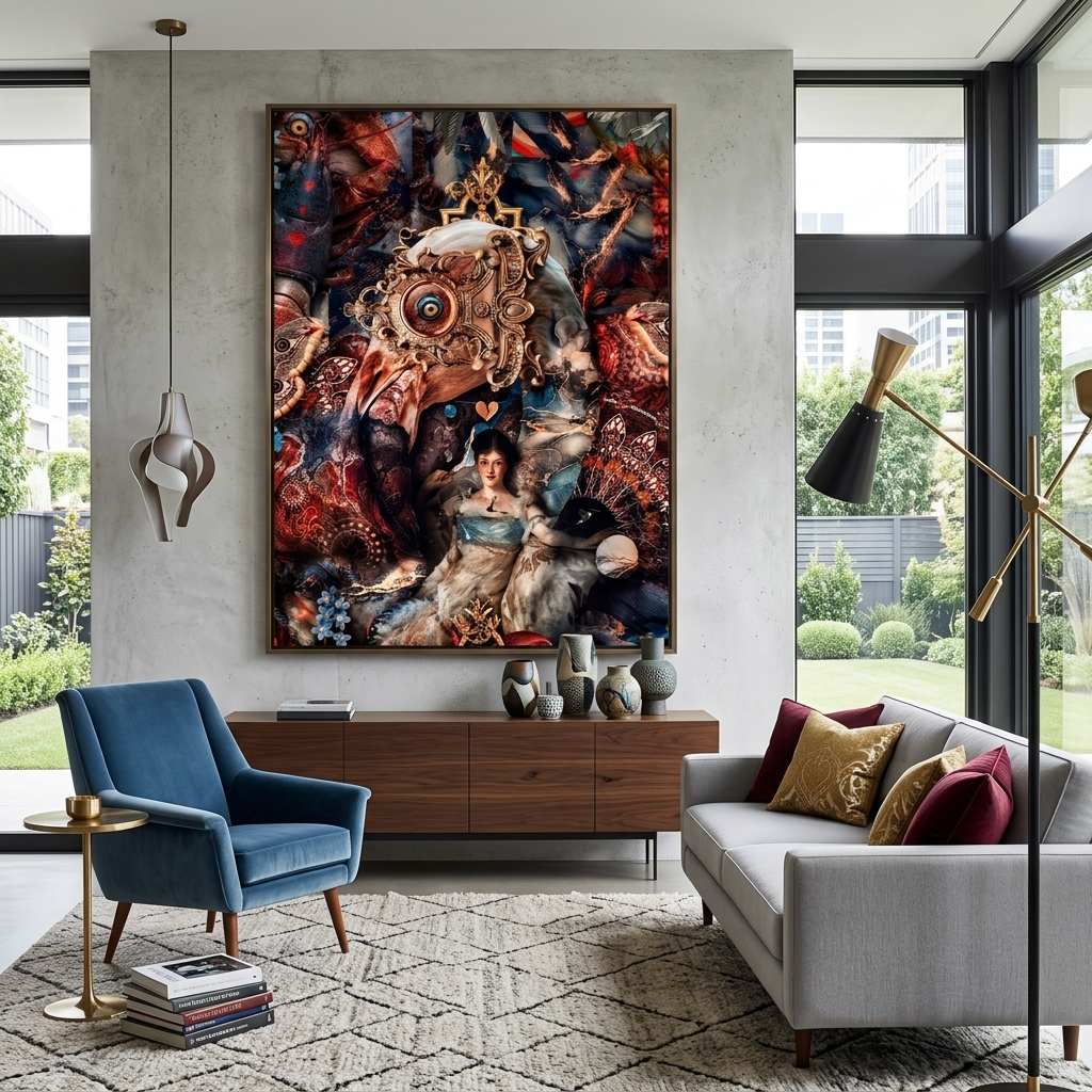 Interior Retro flamingo Canvas Wall Art Print