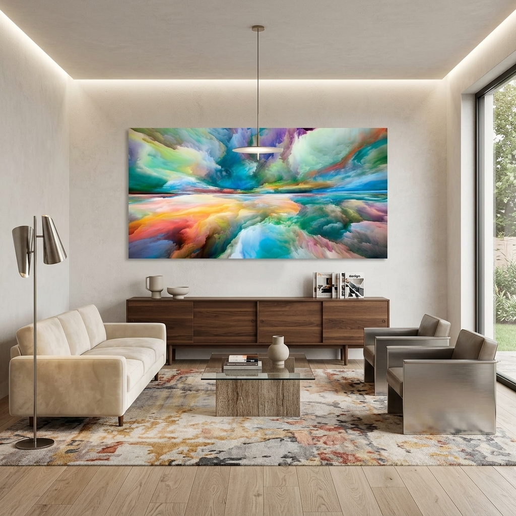 Rainbow clouds Abstraction Canvas Wall Art Print