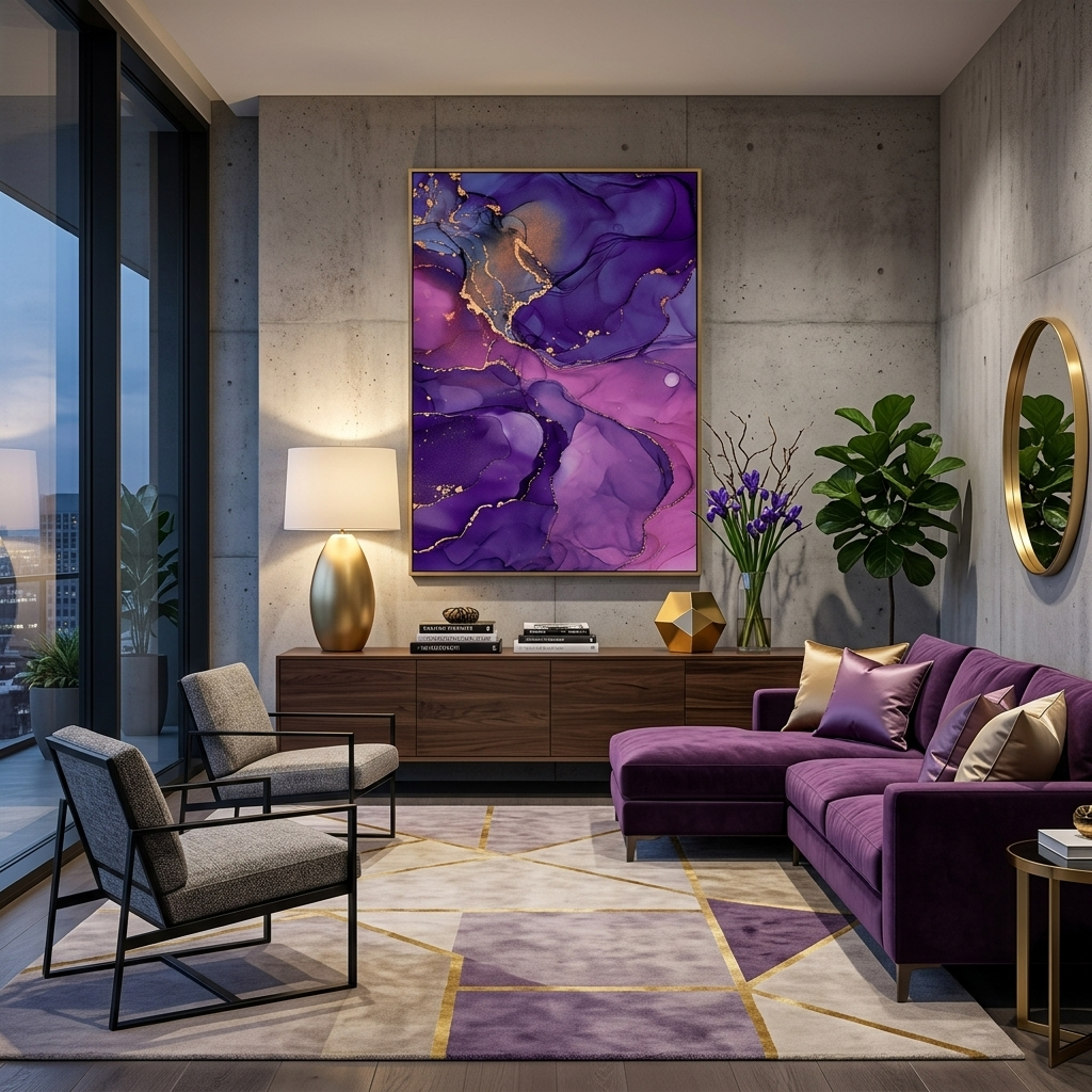 Violet-pink Abstraction Canvas Wall Art Print