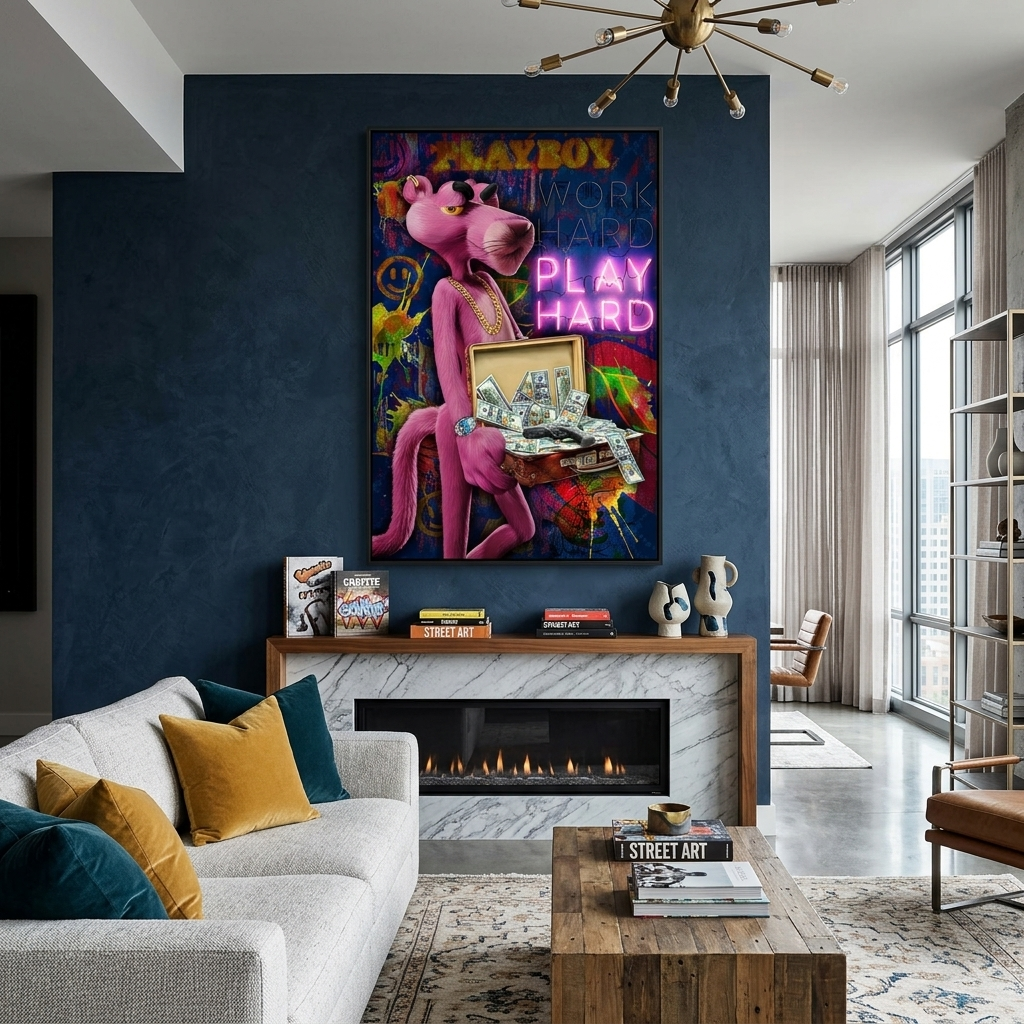 Pink Panther Play grown-up. Motivational Canvas Wall Art Print
