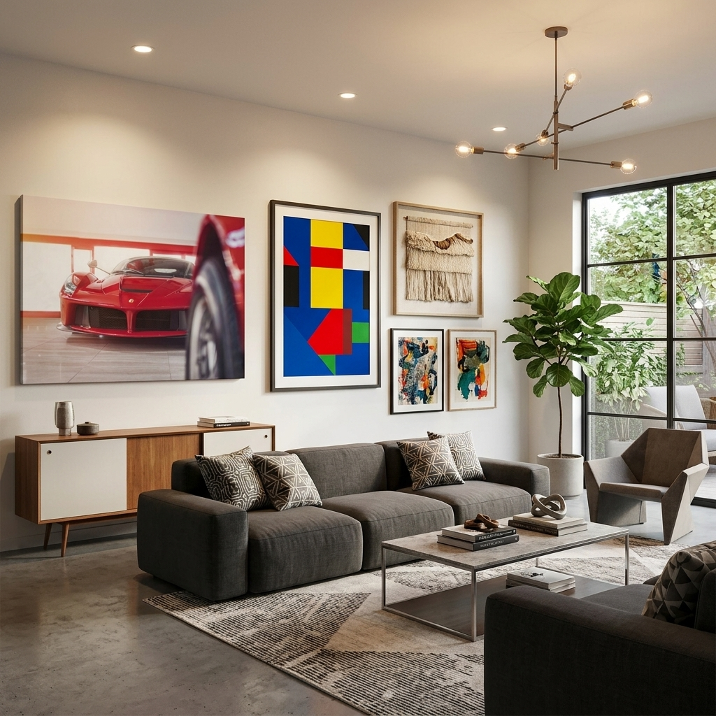 Red Ferrari  Canvas Wall Art Print