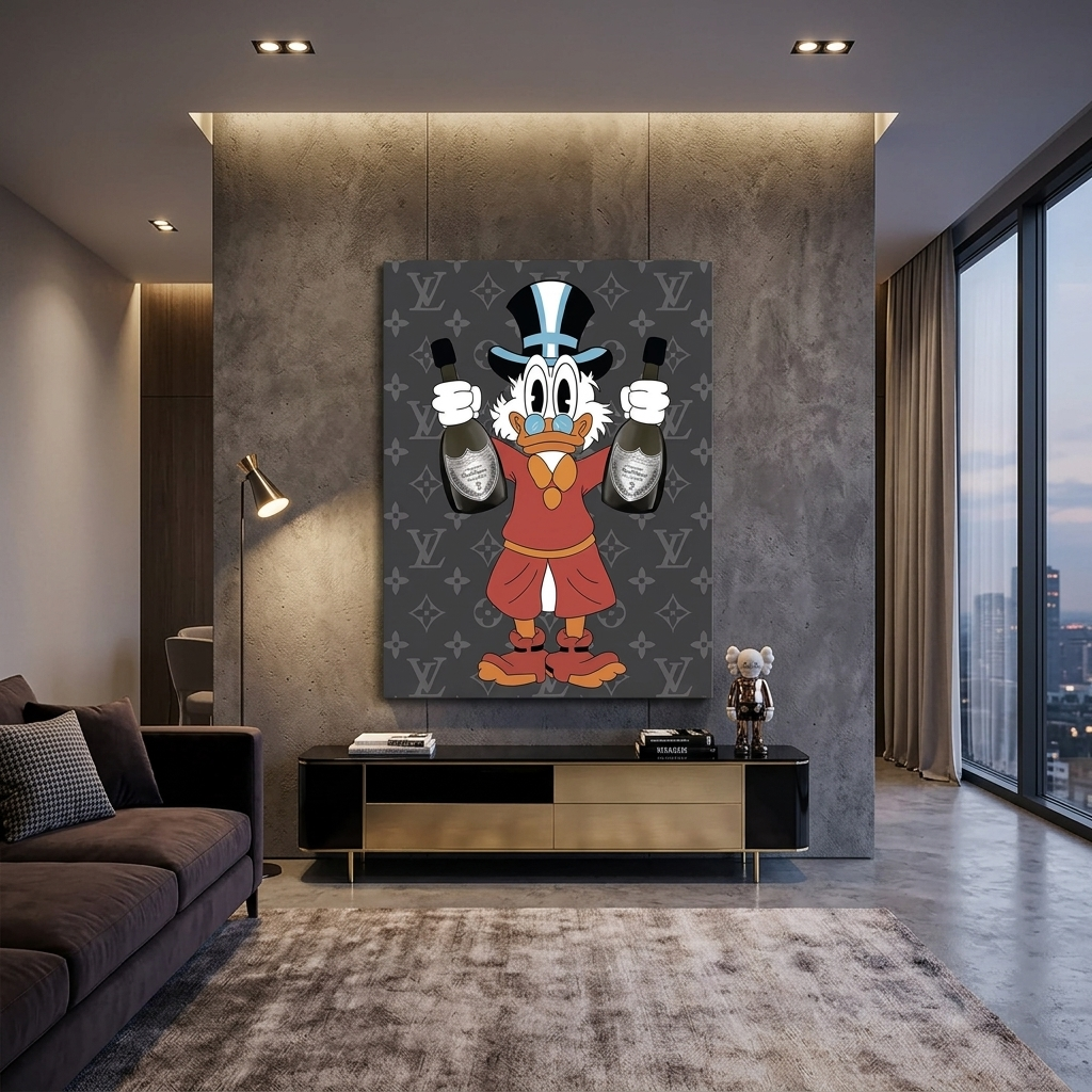 Scrooge with champagne gray Inspirational Canvas Wall Art Print