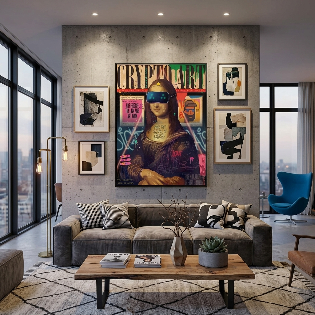Pop Art Gioconda in VR glasses Canvas Wall Art Print