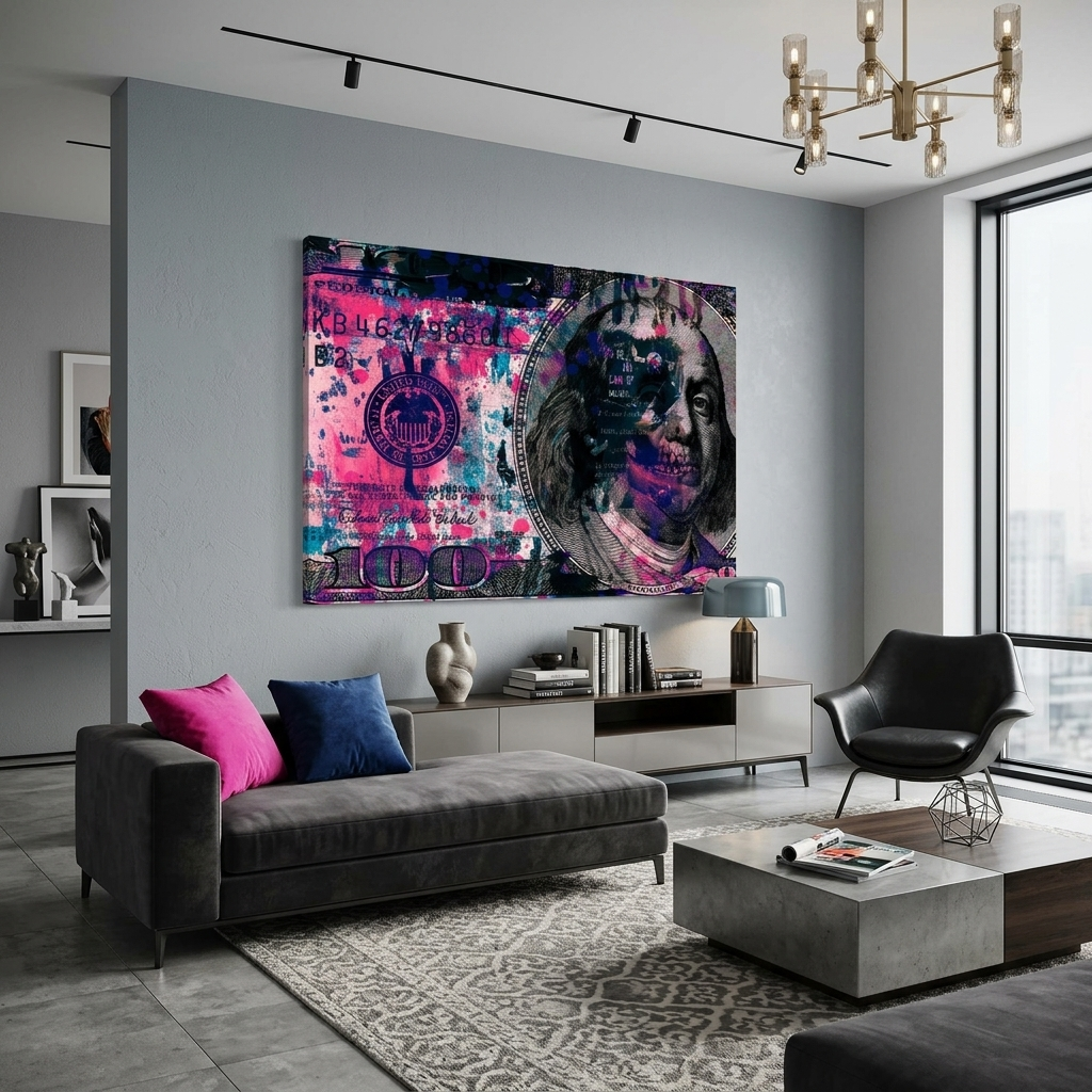 Dollar with Paint Inspirational Canvas Wall Art Print