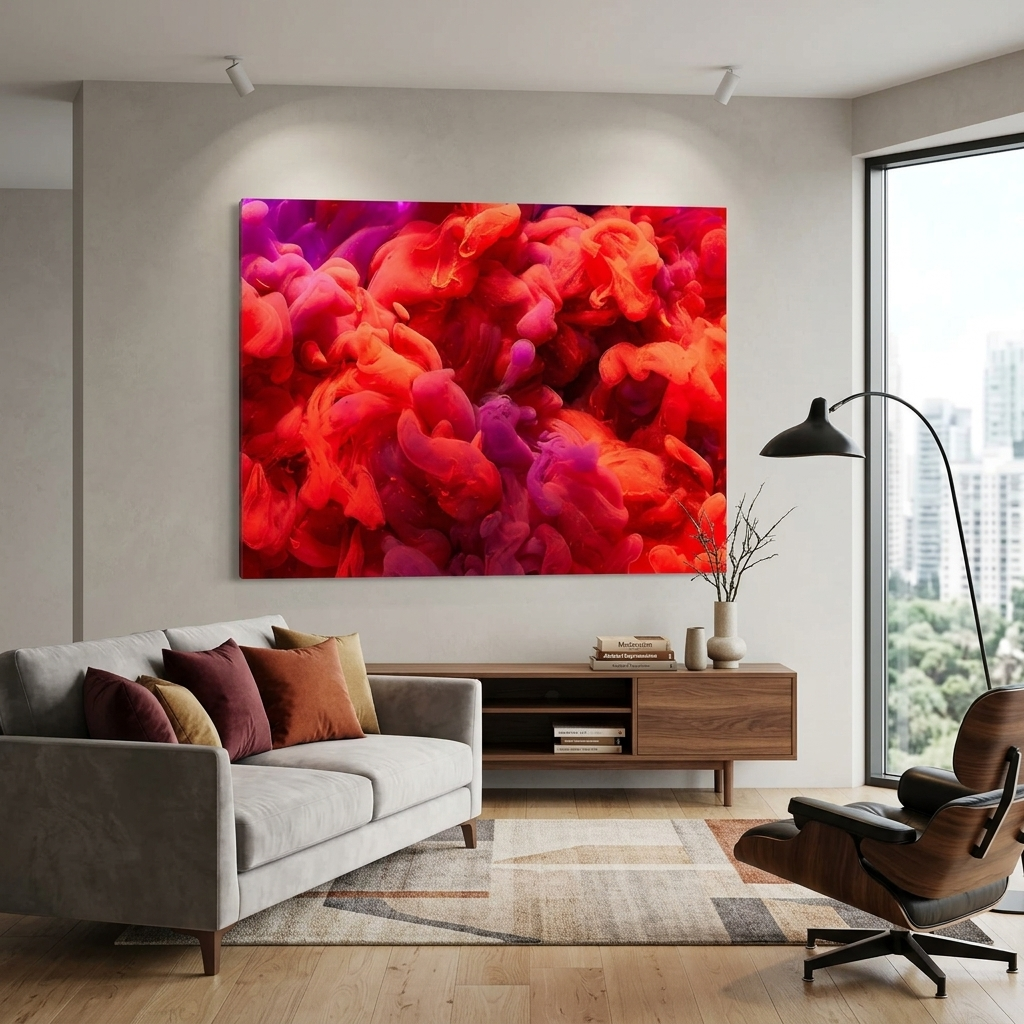 Red and purple smoke Canvas Wall Art Print