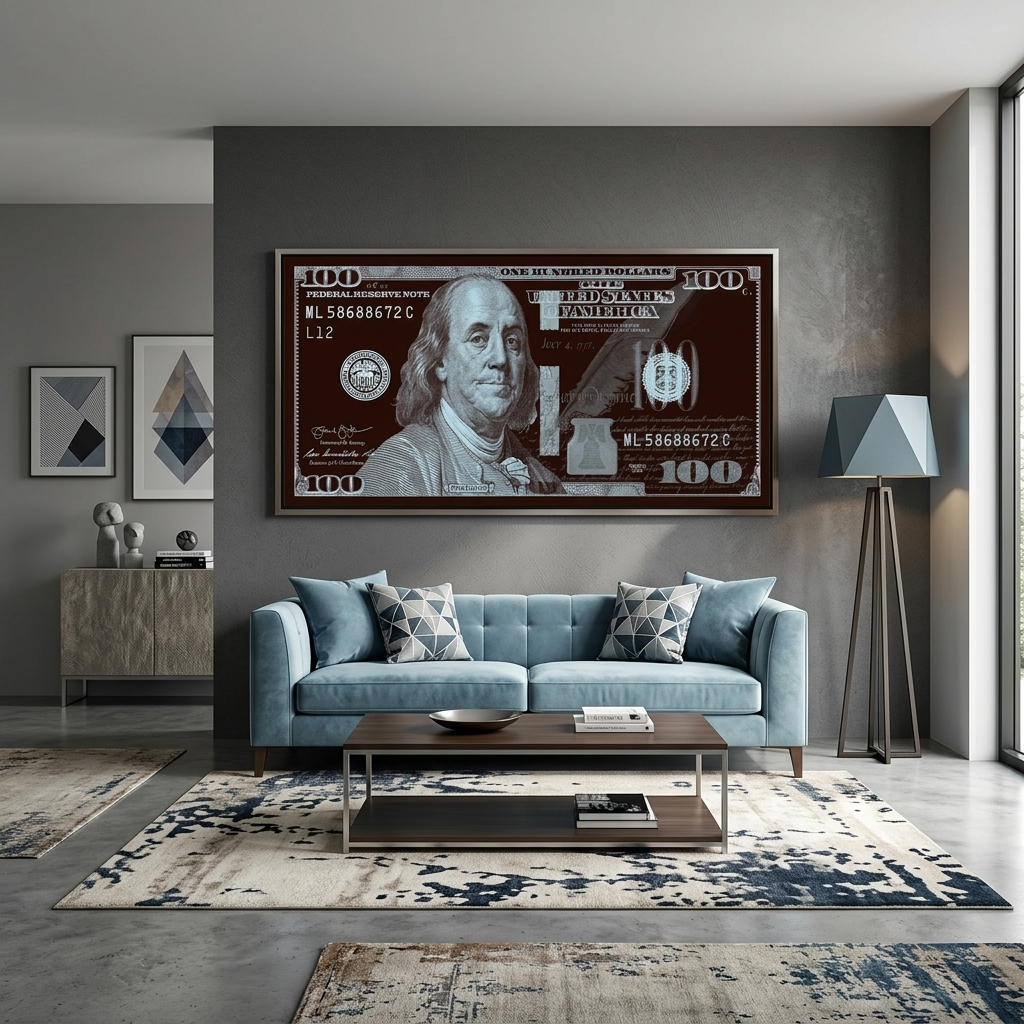 100 dollar black platinum Рlatinum Franklin Inspirational Canvas Wall Art Print
