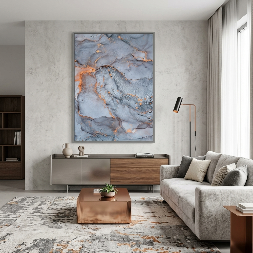 Gray-powder Abstraction Canvas Wall Art Print