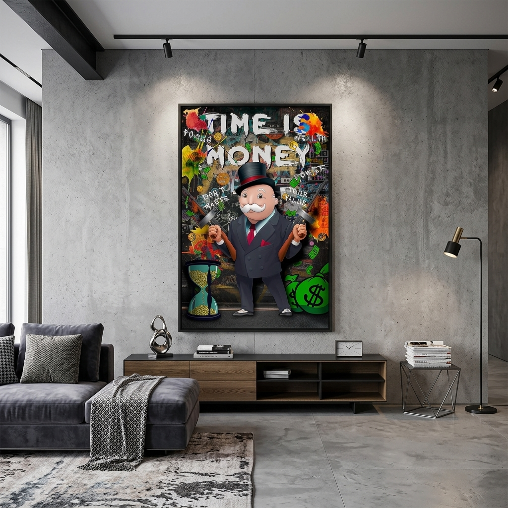 Time money monopoly Canvas Wall Art Print