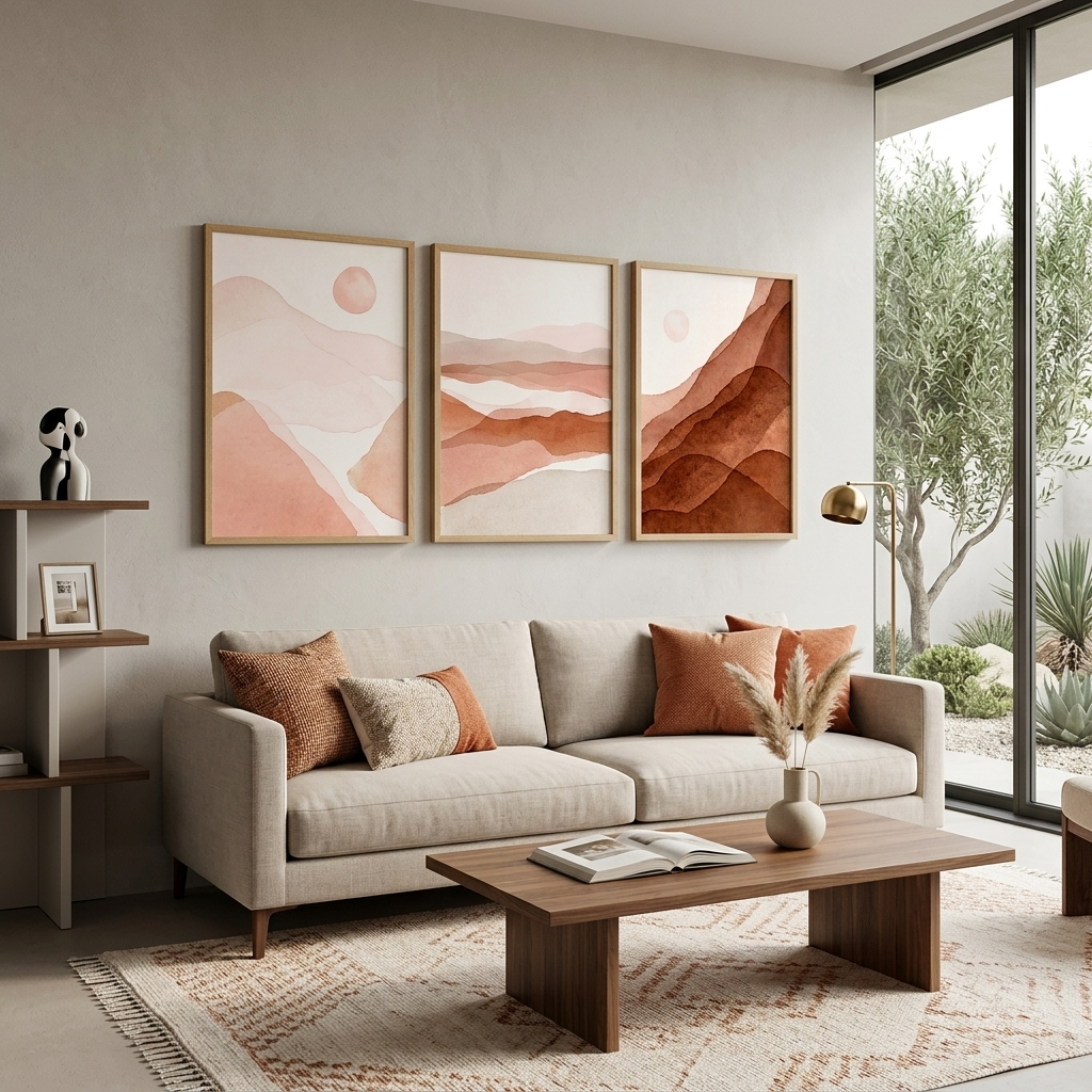 Modular beige shades Multi Panel Canvas Wall Art Print