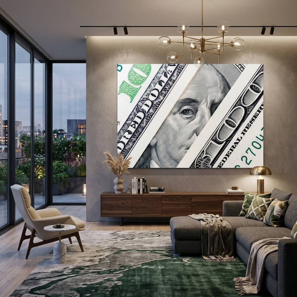 To the office for motivation $100 Benjamin's View Inspirational Canvas Wall Art Print