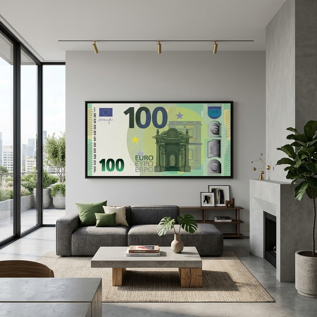 To the office for motivation 100 euros new design Inspirational Canvas Wall Art Print