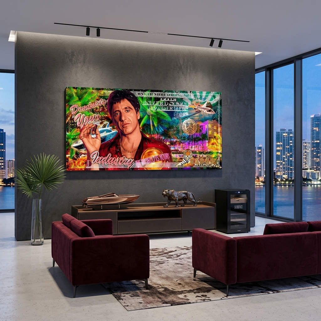 $100 Scarface Dominate your industry Inspirational  Canvas Wall Art Print