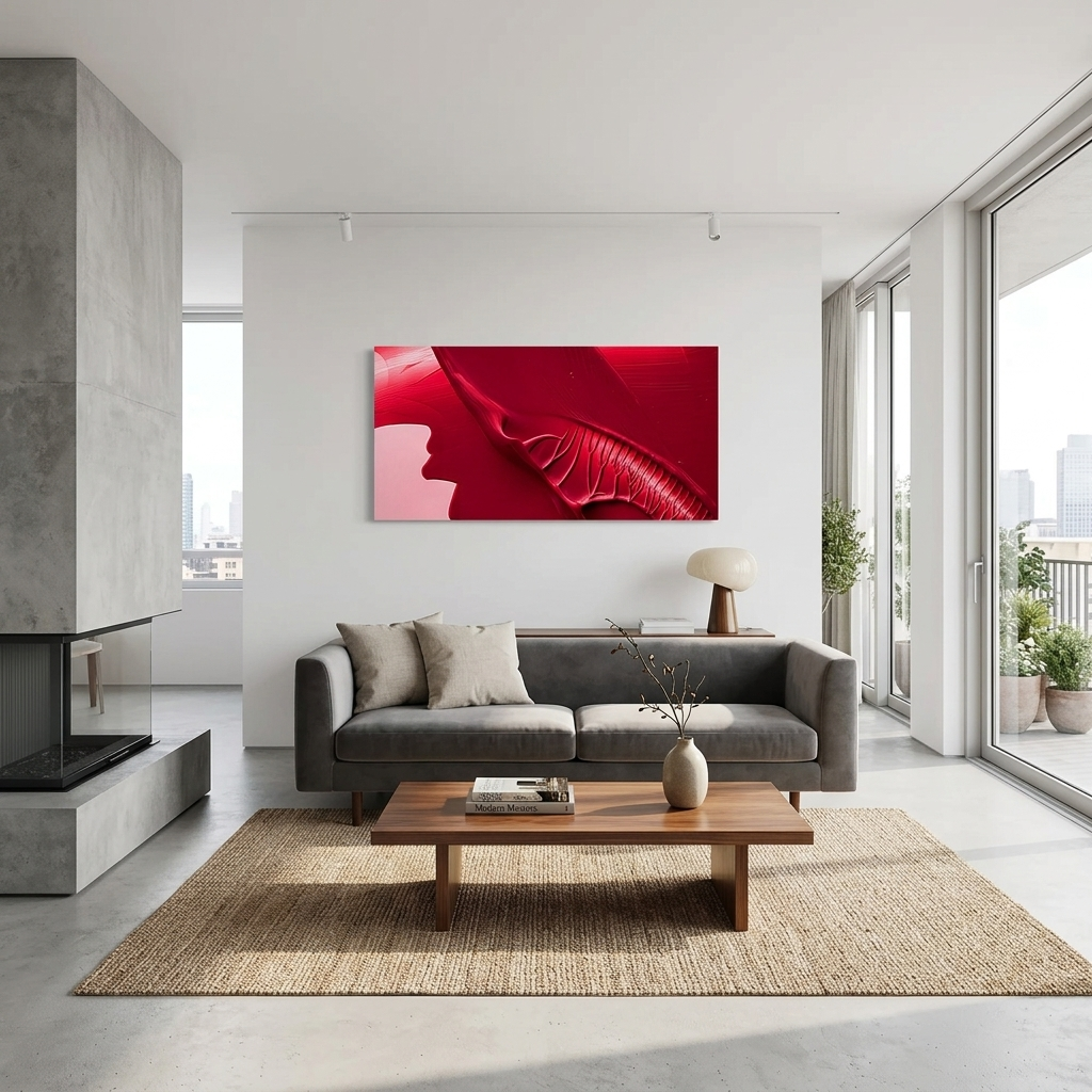 Red paint Abstraction Canvas Wall Art Print