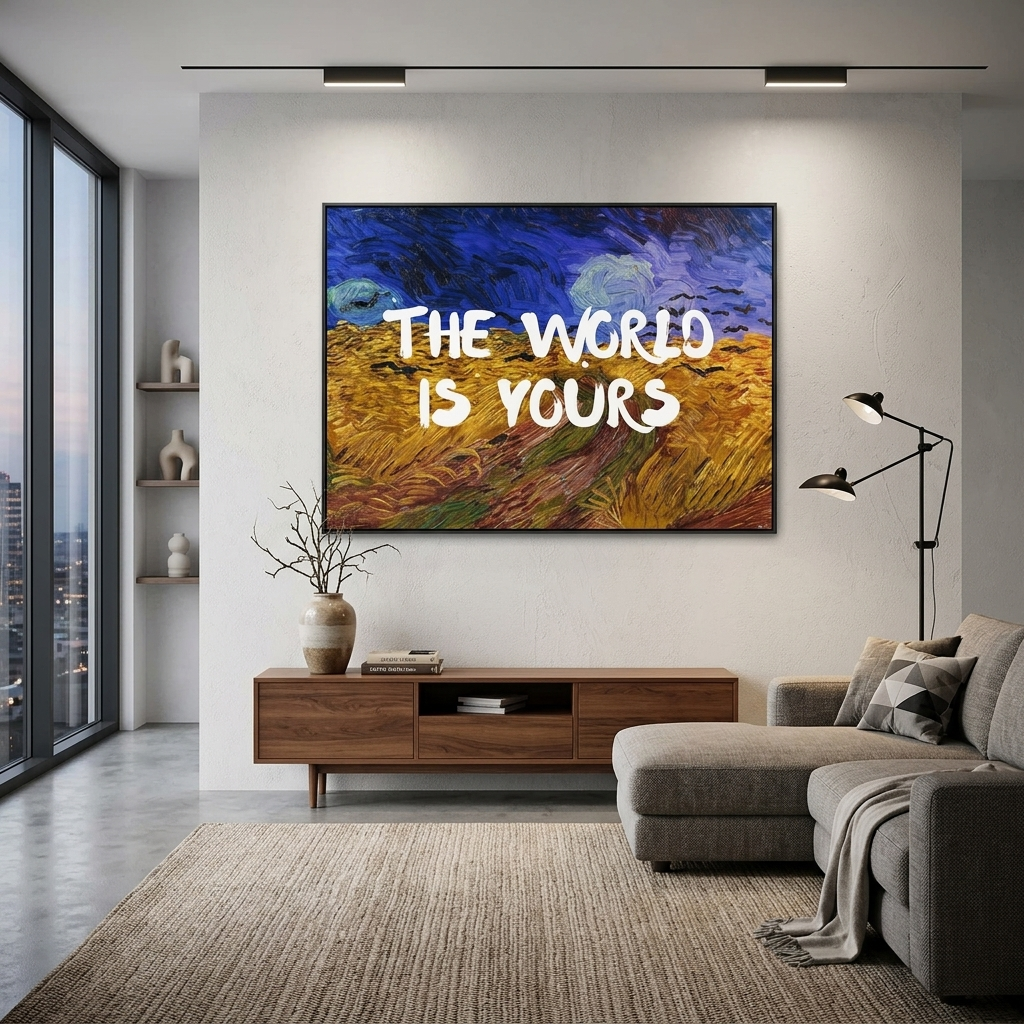 Canvas Wall Art Print Starry Night Van Gogh. World is yours