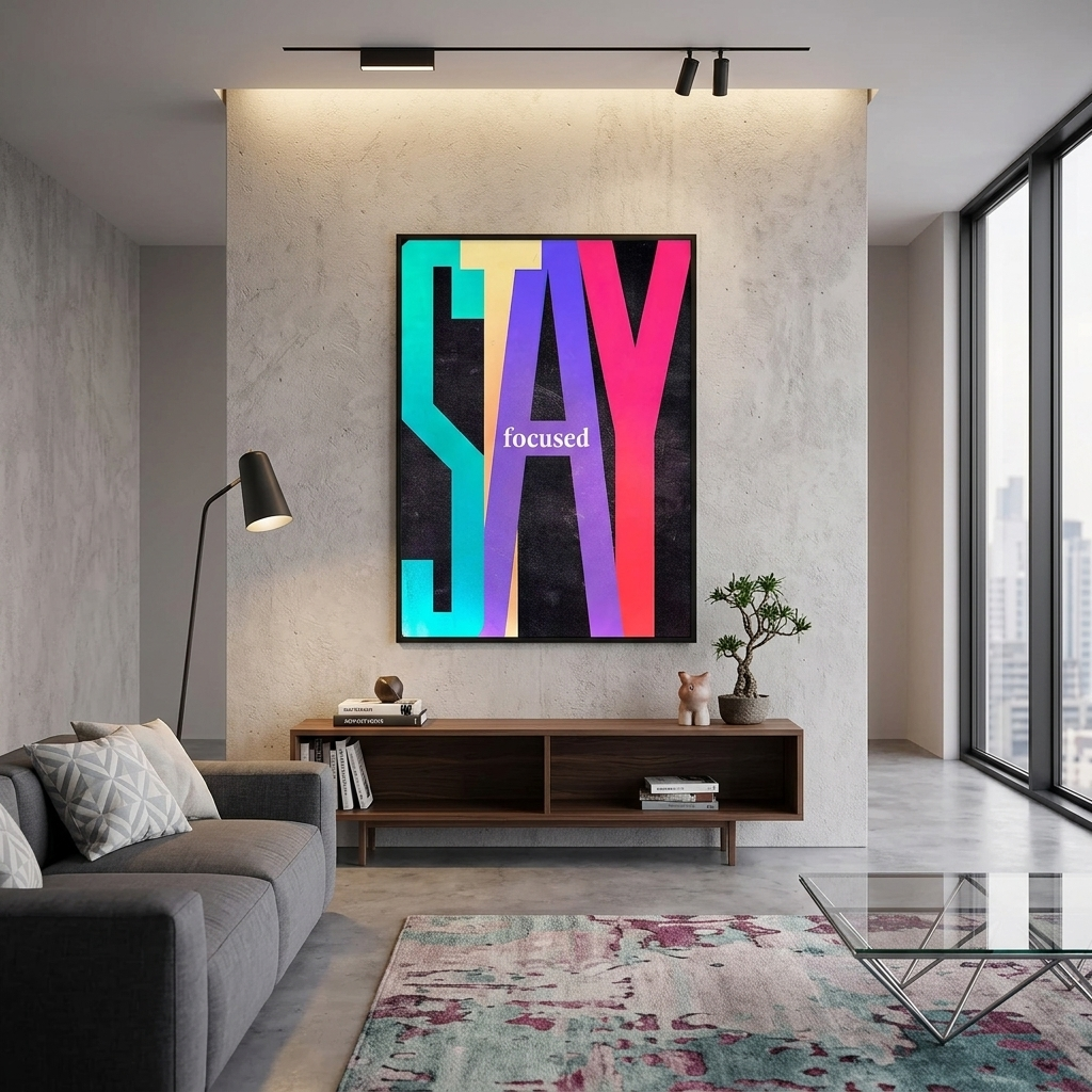 Stay Focused Motivational Canvas Wall Art Print