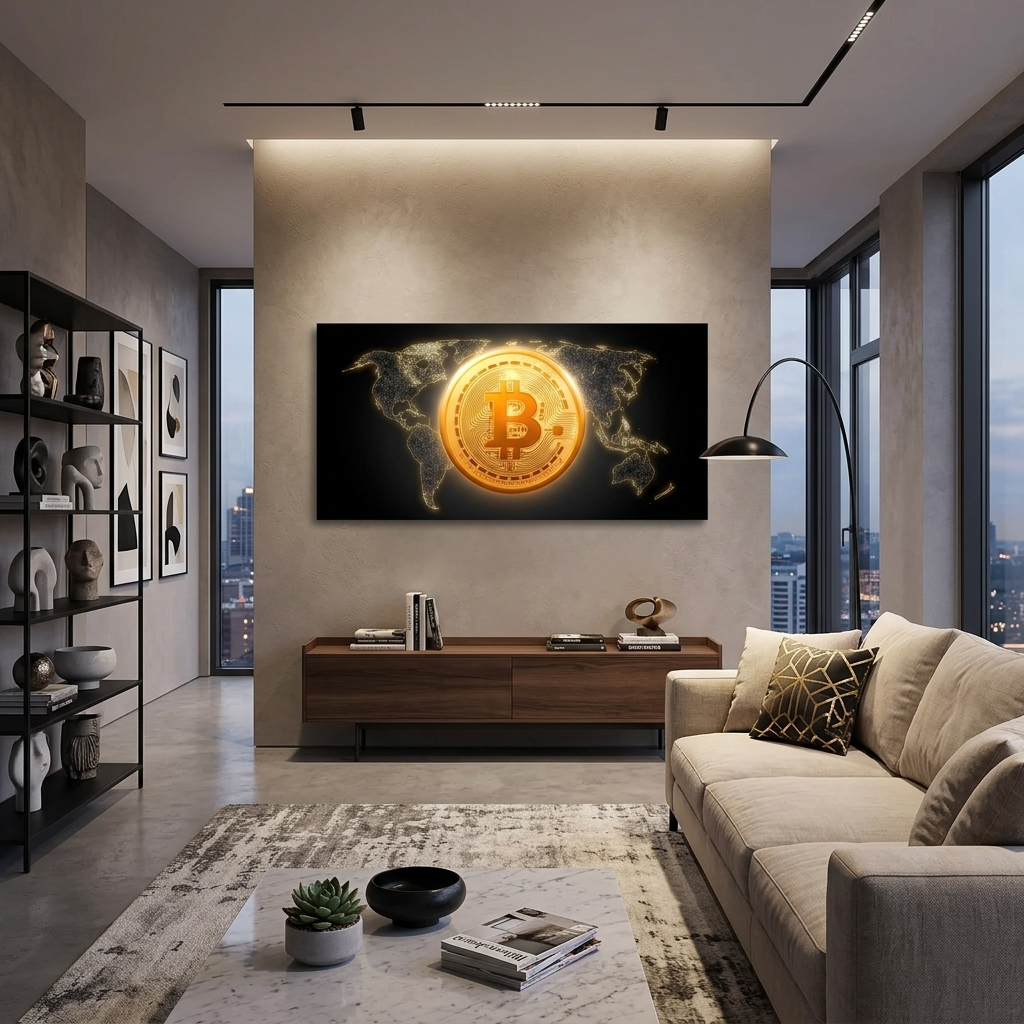 Bitcoin gold coin Bitcoin card background Inspirational Canvas Wall Art Print