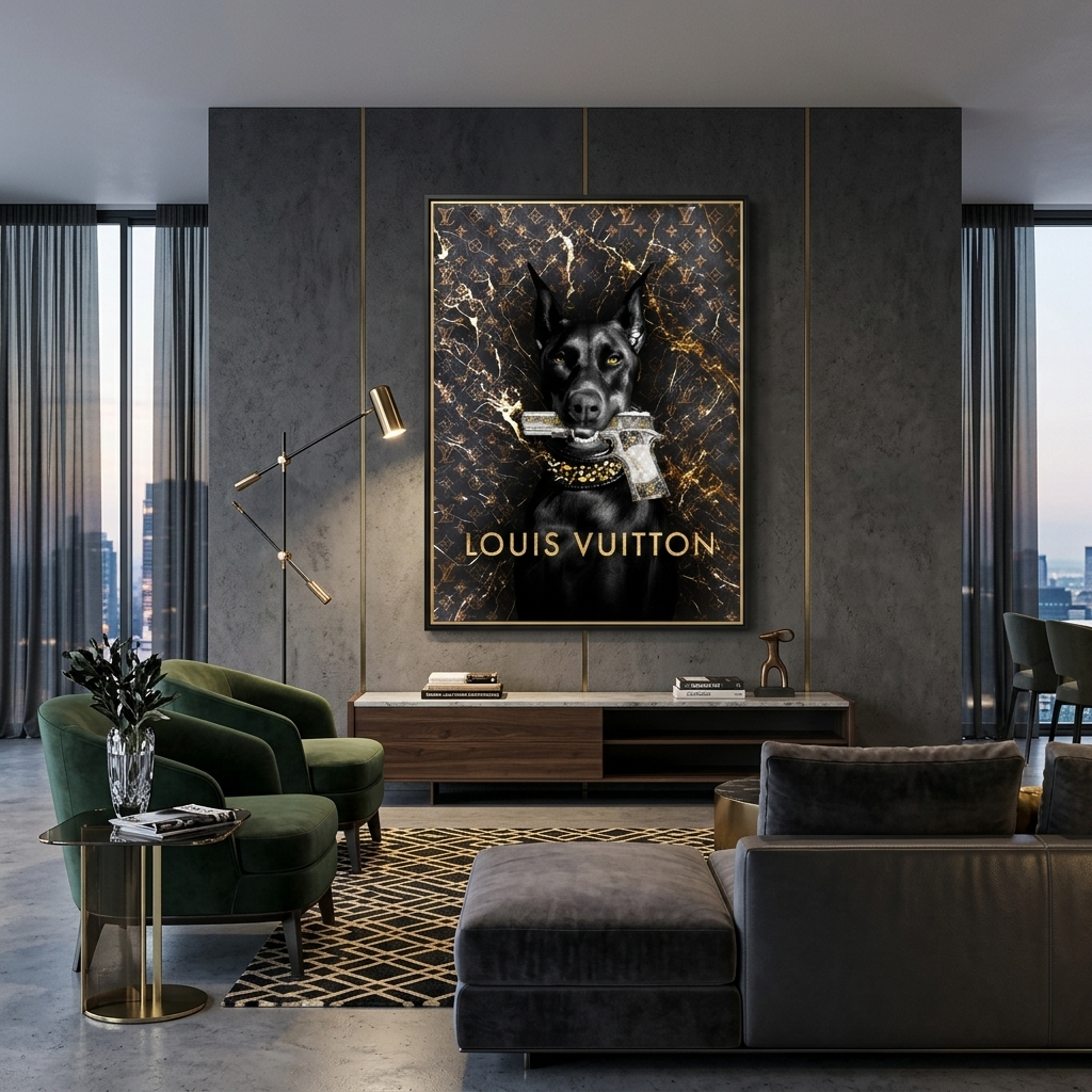 Doberman Louis Vuitton Canvas Wall Art Print