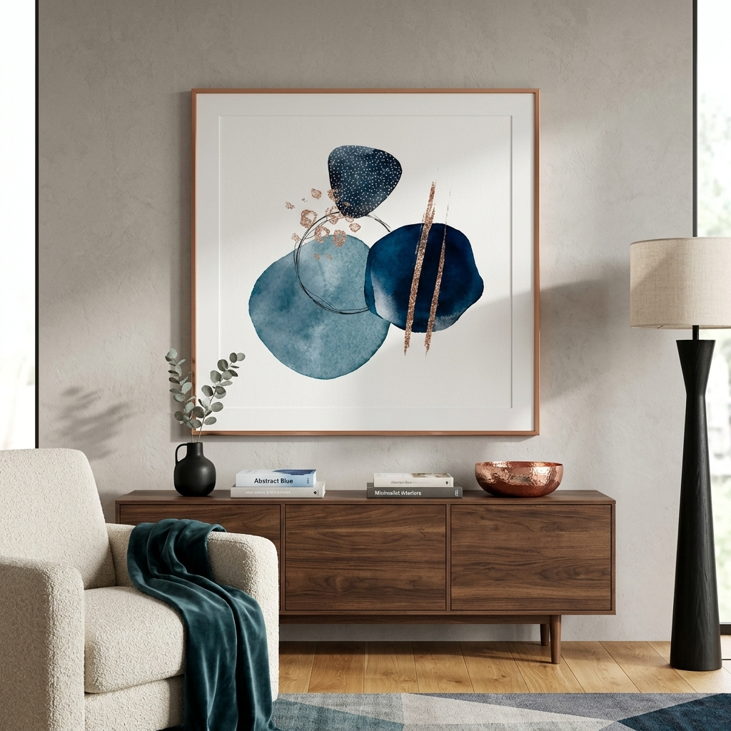 Geometric abstraction on white background Abstraction Canvas Wall Art Print