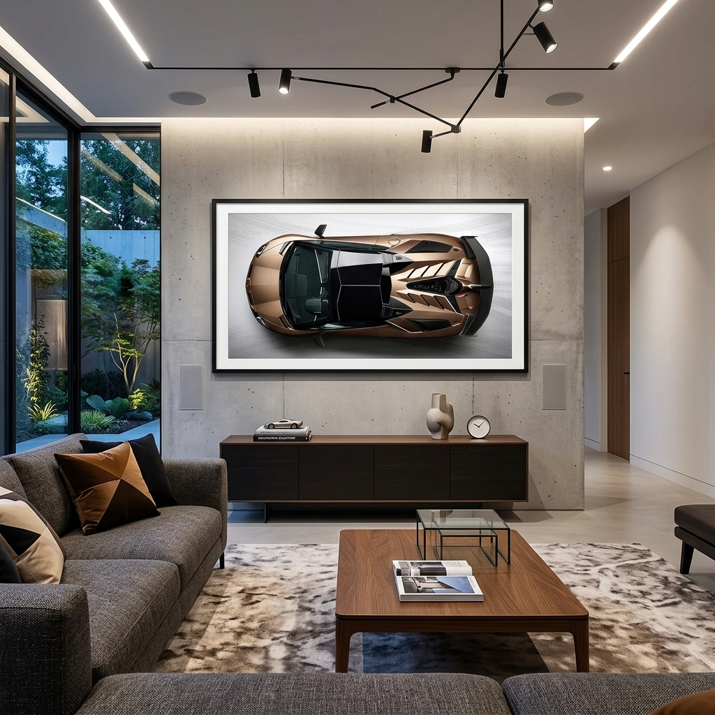 The car is a brown Lamborghini  Canvas Wall Art Print