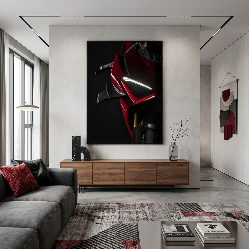 Motorcycle Ducati Panigale V4 red  Canvas Wall Art Print