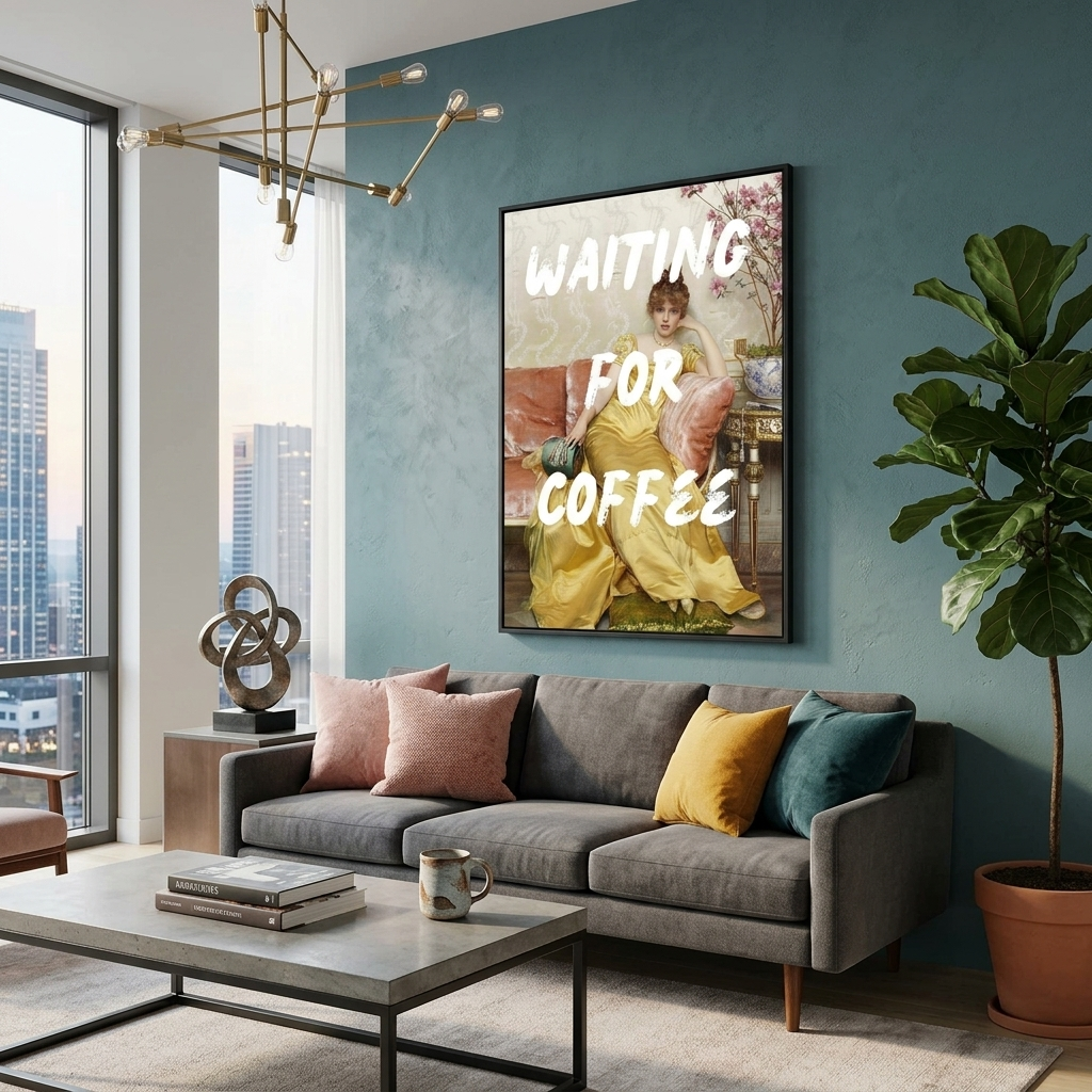 Canvas Wall Art Print Reverie. Waiting For Coffee
