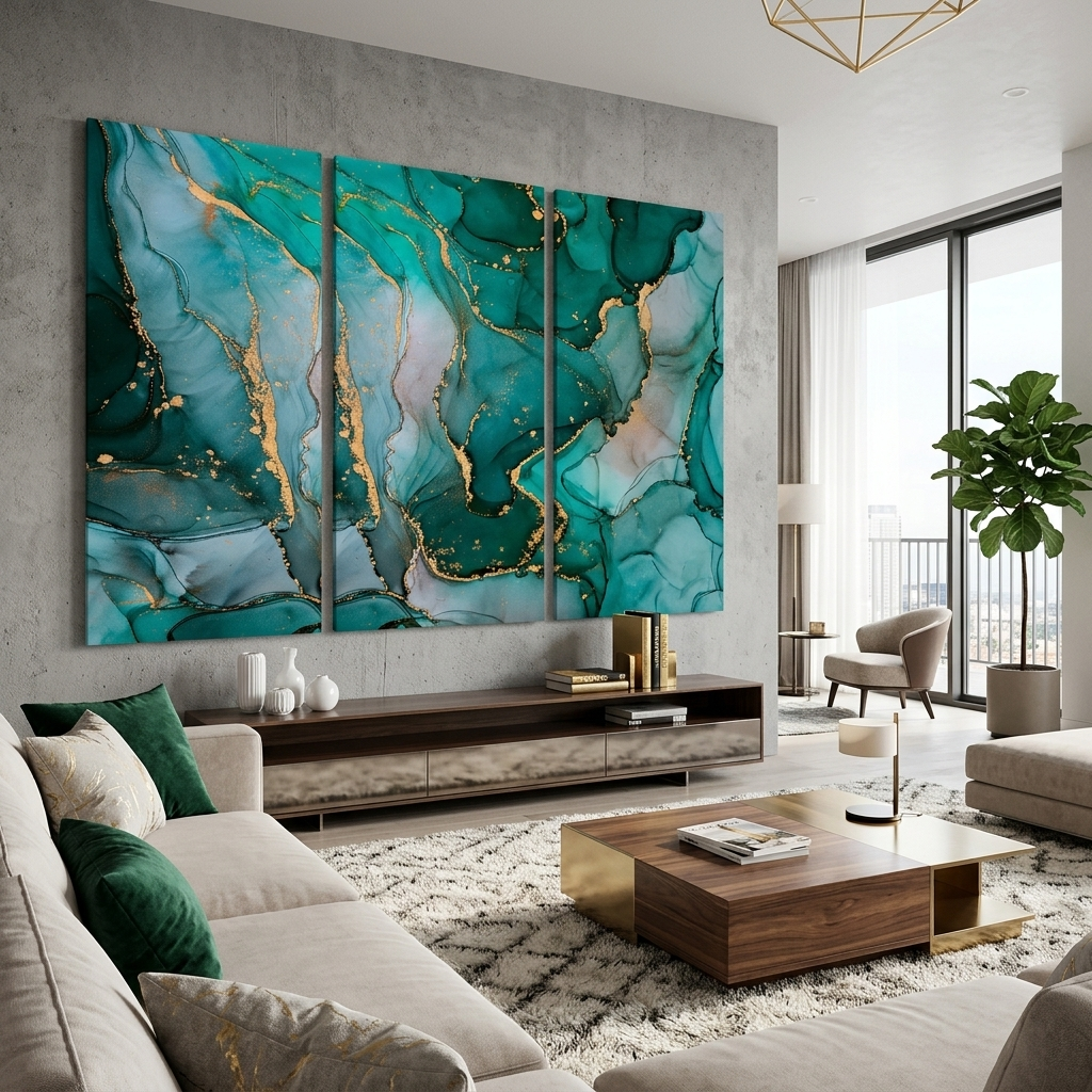 Green-gold Abstraction Canvas Wall Art Print