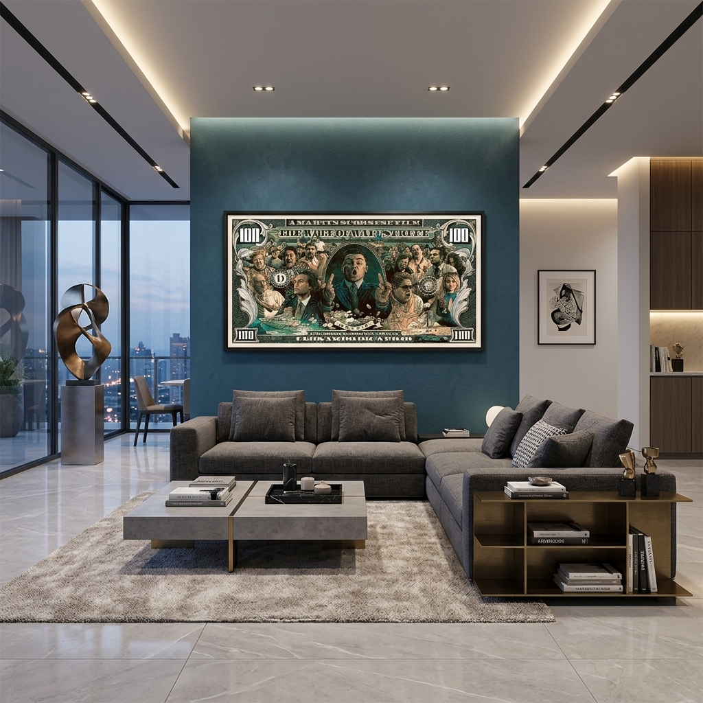 100 dolars Wolf of Wall Street Inspirational Canvas Wall Art Print