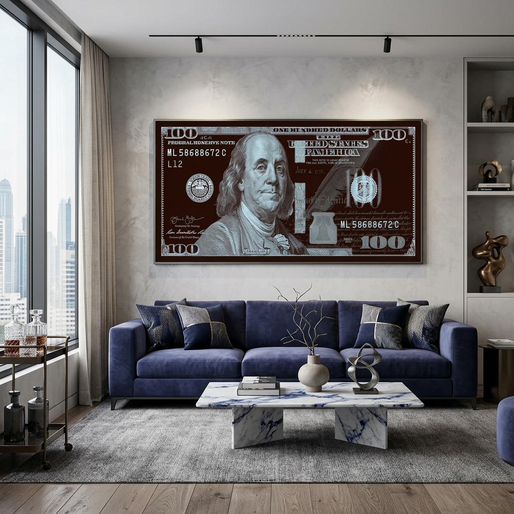 100 dollar black platinum Рlatinum Franklin Inspirational Canvas Wall Art Print