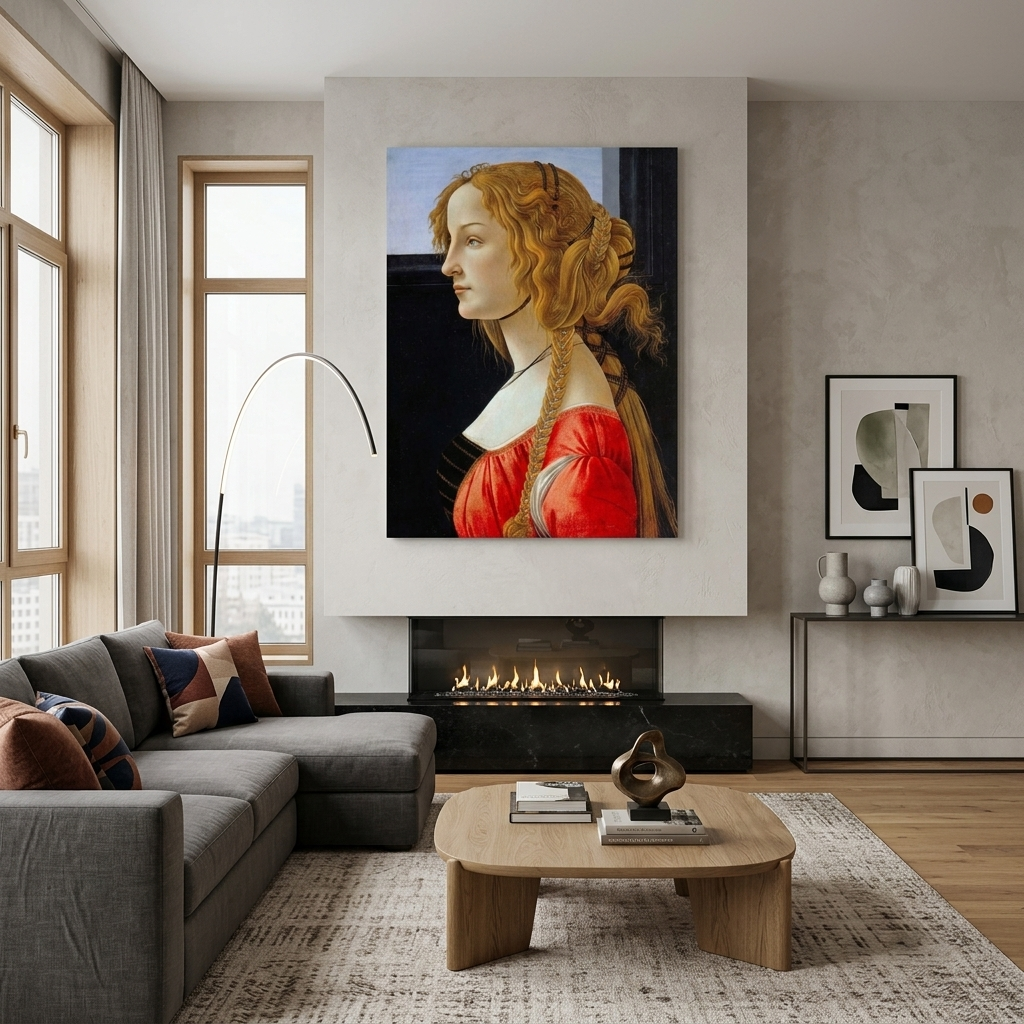 Botticelli's Portrait of a Young Woman Reproduction Canvas Wall Art Print