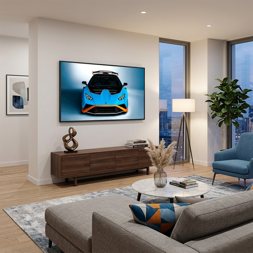 Cars Lamborghini Huracan STO blue With orange Canvas Wall Art Print