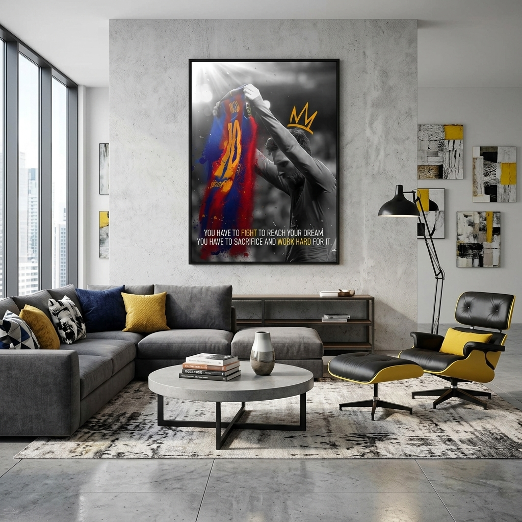 Soccer player Lionel Messi quote Motivational Canvas Wall Art Print