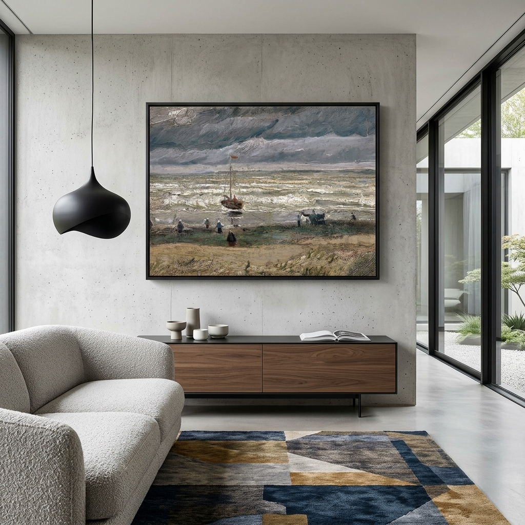 Sea view off Scheveningen Reproduction Canvas Wall Art Print
