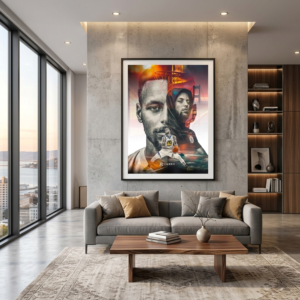 Canvas painting of basketball player Stephen Curry Canvas Wall Art Print