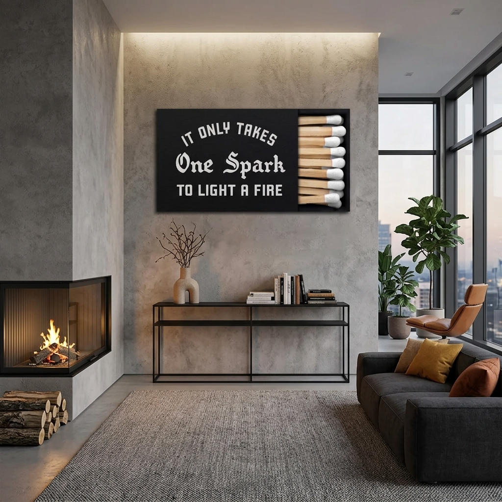 To motivate Matches white Motivational Canvas Wall Art Print