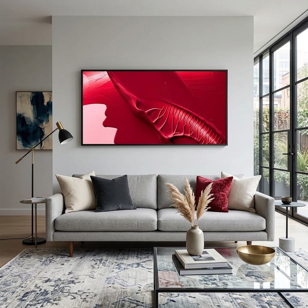 Red paint Abstraction Canvas Wall Art Print