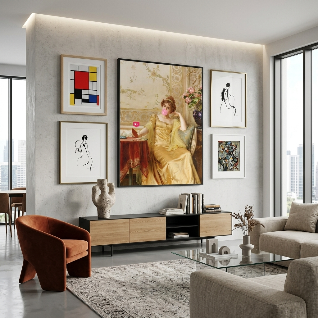 Canvas Wall Art Print Elegance with bubblegum and like
