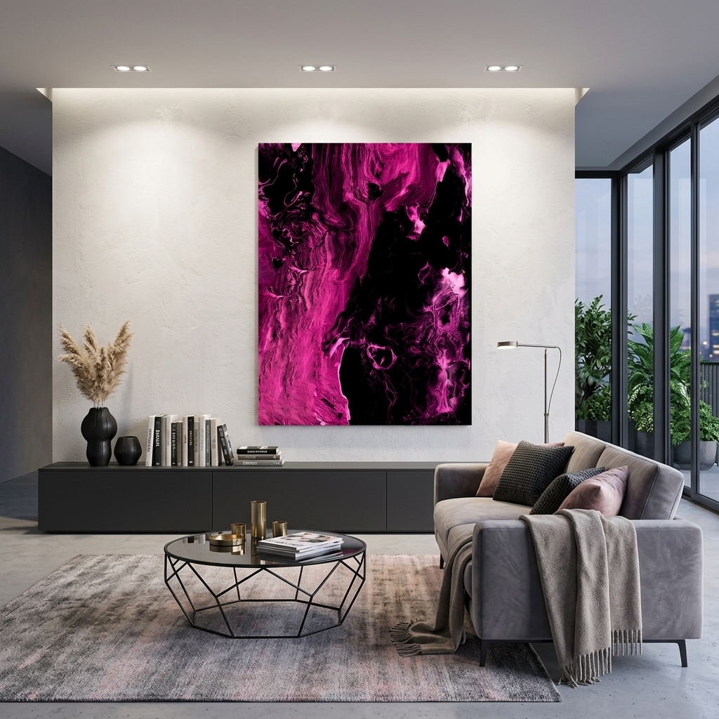 Crimson and black Abstraction Canvas Wall Art Print