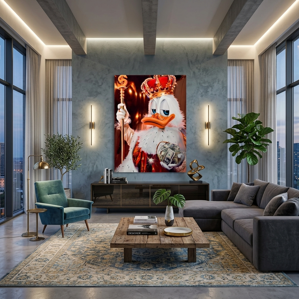 Scrooge the king of the dollar bomb balloon Inspirational Canvas Wall Art Print