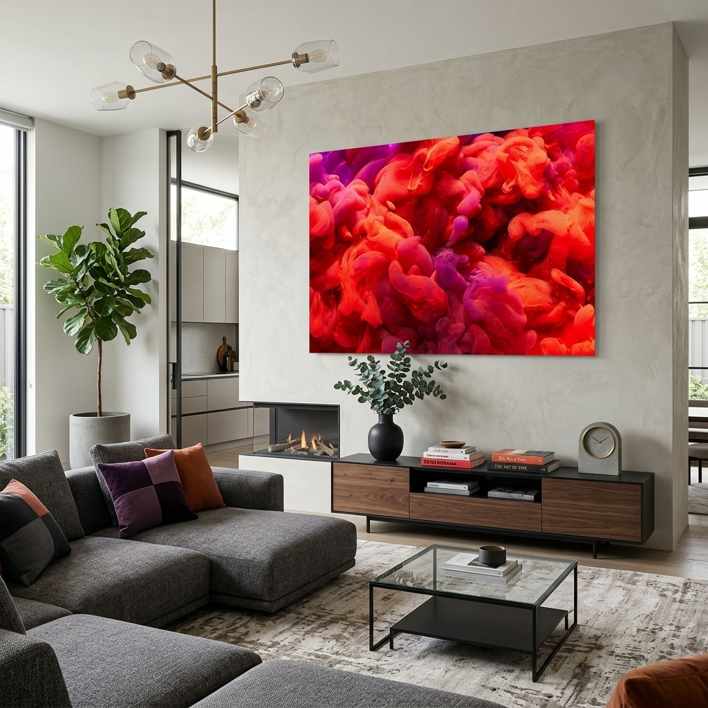 Red and purple smoke Canvas Wall Art Print
