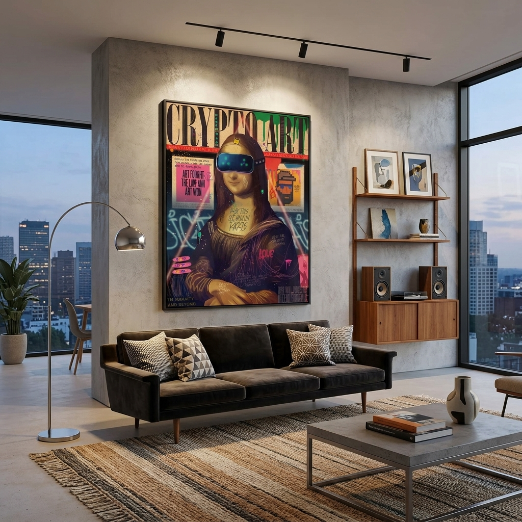 Pop Art Gioconda in VR glasses Canvas Wall Art Print