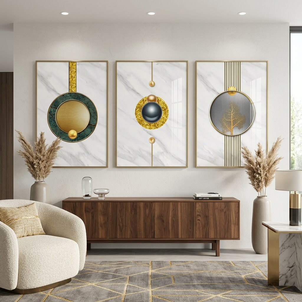 Multi Panel Canvas Wall Art Print Pearl abstraction