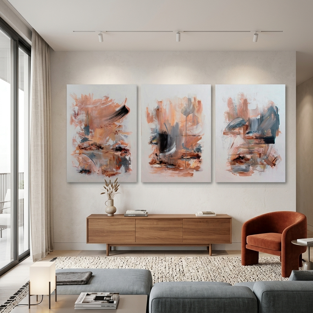 Modular abstract in beige shades Multi Panel Canvas Wall Art Print