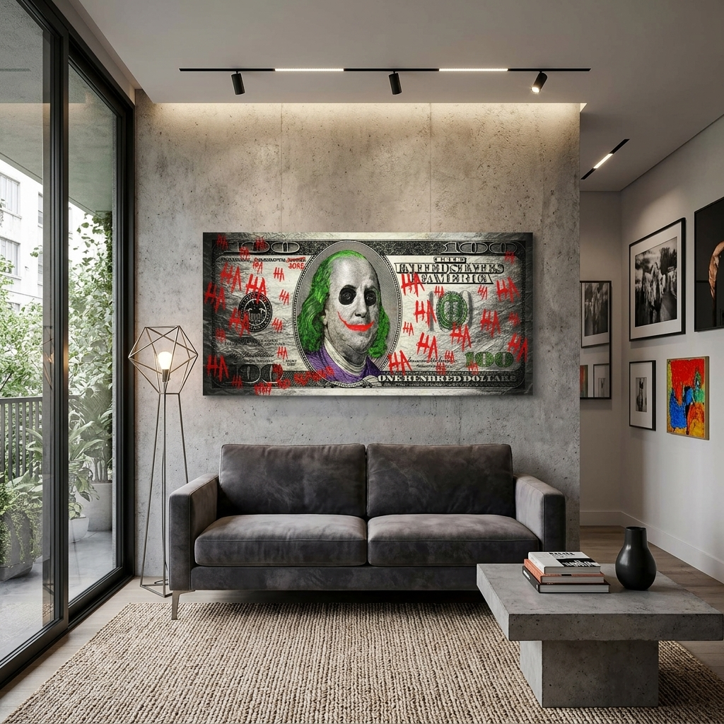 100 dollar Joker Inspirational Canvas Wall Art Print