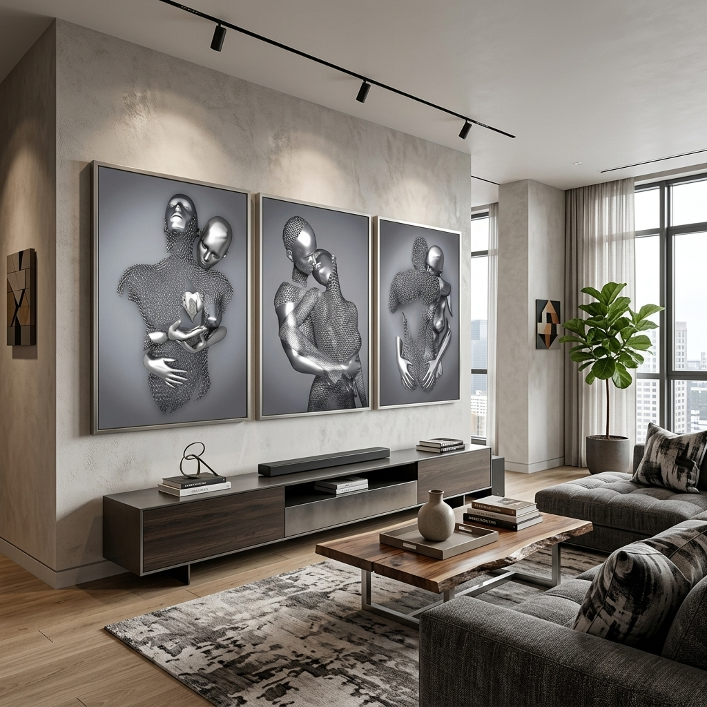 Modular for the bedroom silver statues Multi Panel Canvas Wall Art Print