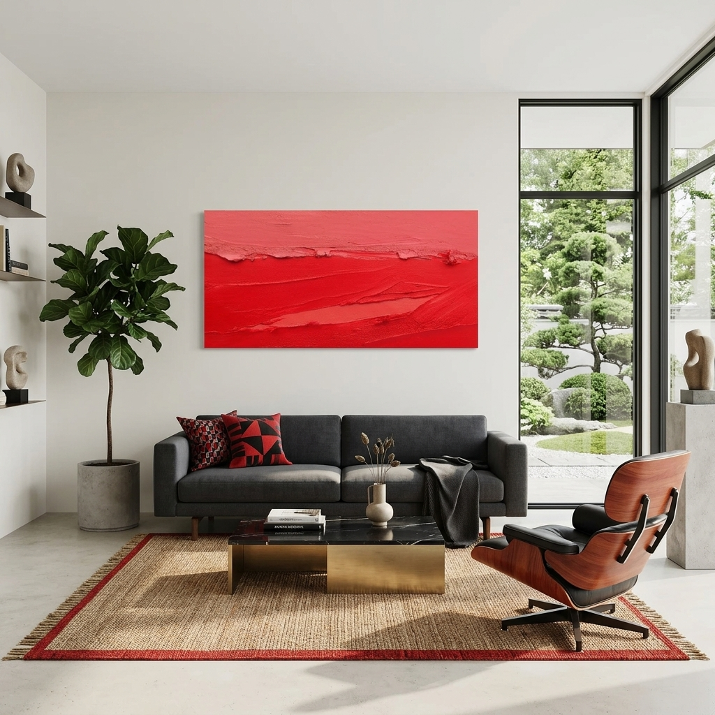 Red dab of paint Abstraction Canvas Wall Art Print