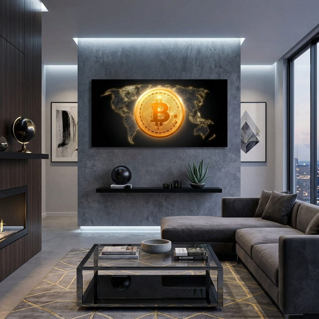 Bitcoin gold coin Bitcoin card background Inspirational Canvas Wall Art Print