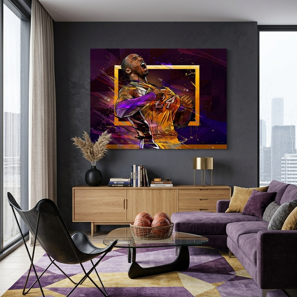 Basketball player Los Angeles Lakers Kobe Bryant Canvas Wall Art Print