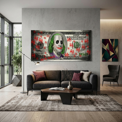 100 dollar Joker Inspirational Canvas Wall Art Print