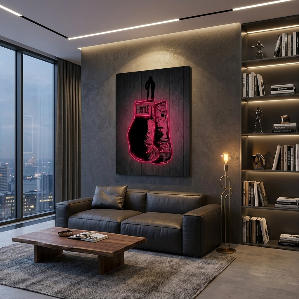 For motivation Hustle champ boxing gloves Motivational Canvas Wall Art Print